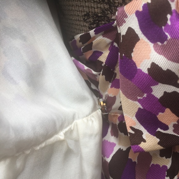 Kate Spade Aubrey Purple/White/Peach/Tan Wrap Silk Dress with Sash - Size 2. - Picture 10 of 17